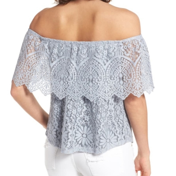 bp Tops - BP Nordstrom's Off Shoulder Light Pale Blue Lace Top Size Medium NEW NWT